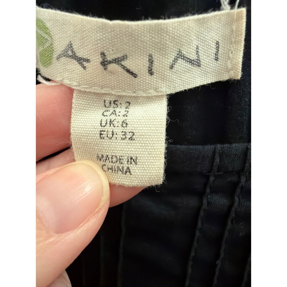 Akini Black Sundress Womens Size 2 100% Cotton Old Money Quiet Luxury Minimalist - Picture 2 of 8